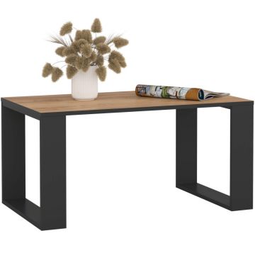 Masuta cafea pal cu raft inferior practica, 92x53x45 cm, contrast rafinat, stejar craft negru