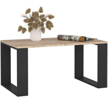 Masuta cafea pal cu raft inferior practica, 92x53x45 cm, design minimalist, stejar sonoma negru