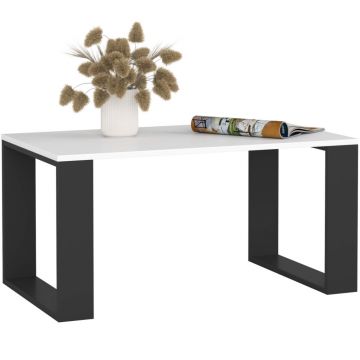 Masuta cafea pal cu raft inferior practica, 92x53x45 cm, design modern, alb si negru