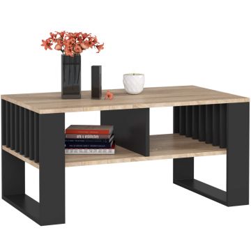 Masuta cafea pal cu raft inferior practica, 92x53x45 cm, design modern, stejar sonoma negru