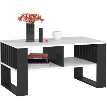 Masuta cafea ROCKFORD, cu blat din PAL, 92x53x45 cm, alb si negru