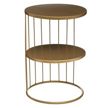 Masuta de cafea Atmosphera Kobu, metal, pe 2 nivele, 36x52 cm, auriu