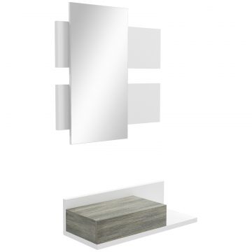 Mobilier Hol 2-in-1 cu Oglinda si Sertar 75x35x75 cm  - Gri