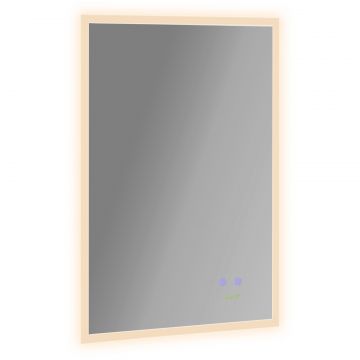 Oglinda de baie cu LED 70x50 cm, oglinda de cosmetica cu iluminare pentru perete, cu 3 lumini reglabile, plug-in, argintiu