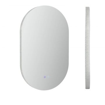 Oglinda de Baie LED Antiaburire cu Luminozitate Reglabila, din Sticla si Aluminiu, 81x51x4.5 cm