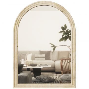 Oglinda de Perete in Forma de Arc cu Margine Canelata 60x2x90 cm Bej