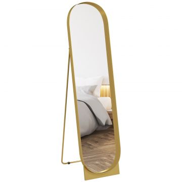 Oglinda de Podea Autoportanta din Metal 40x150 cm Auriu