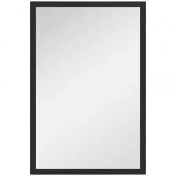 Oglinda Dreptunghiulara de Perete cu Carlige, Sticla si MDF, 60x80 cm, Negru