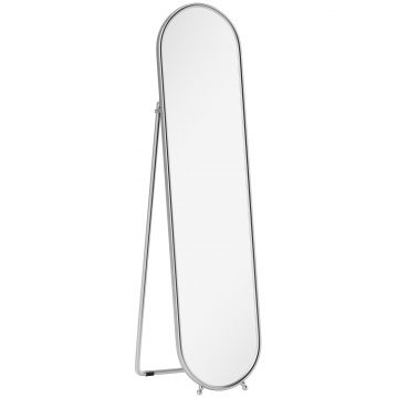 Oglinda intreaga de Podea cu Suport Rabatabil, Sticla si Metal, 40x4x160 cm, Argintiu