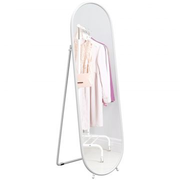 Oglinda Verticala de Podea cu Suport 40x41x159 cm Alb