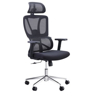 Scaun directorial Aish, negru, 64x66x120-130 cm