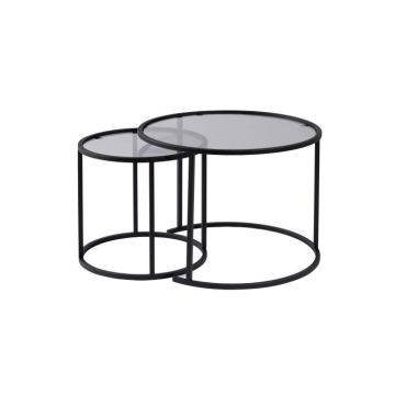Set 2 masute de cafea BLACK-60-42, negru, 60x60x43 cm