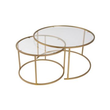 Set 2 masute de cafea GOLD-80-60, auriu, 80x80x43 cm