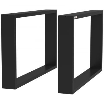 Set 2 Picioare de Masa Dreptunghiulare din Otel, 60x8x72 cm, Negru