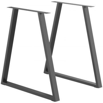 Set 2 Picioare de Masa Trapezoidale cu 6 Gauri si 12 suruburi, 70x5x72 cm, Negru