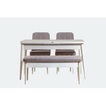 Set masa extensibila si scaune VINA, 4 piese, alb + soho, 129-163x80x75 cm
