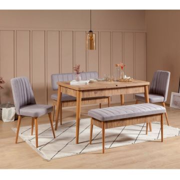 Set masa extensibila si scaune VINA, 5 piese, pin atlantic + soho, 130x80x77 cm