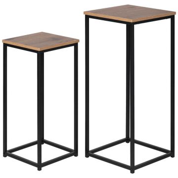 Set Măsuțe Suport Flori din metal, material pe bază de lemn,
