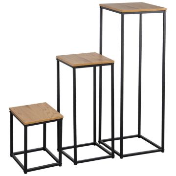 Set Măsuțe Suport Flori din metal, material pe bază de lemn,