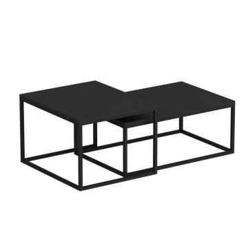 Set masuta de cafea LEKA, negru, 72x37x45 cm
