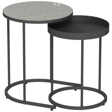 Set Rotund de Masute de Cafea Stivuibile - Gri