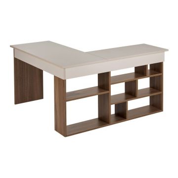 Birou cu aspect de lemn de nuc 120x130 cm Vesper – Kalune Design