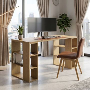 Birou cu raft, Colmar, Nuc, 60x140x75 cm