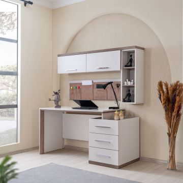 Birou, Hanah Home, Milano, 100x88x57 cm, PAL, Crem/Maro