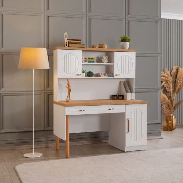 Birou, Hanah Home, Vita Bohem, 132x159x60 cm, PAL, Alb