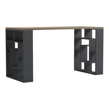 Birou Lovet cu raft, Sonoma-Antracit, 140x60x75 cm
