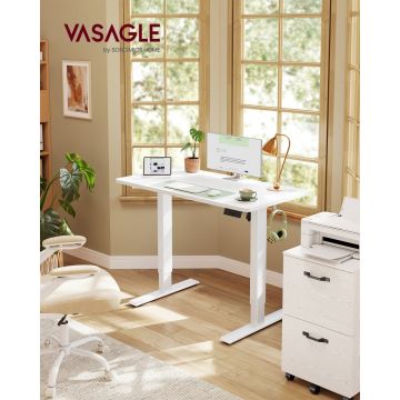 Birou reglabil pe inaltime, Balok, Vasagle, Alb, 100x60x120 cm