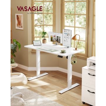 Birou reglabil pe inaltime, Balok, Vasagle, Alb, 120x60x120 cm