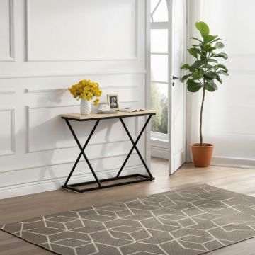 Consola Glimmer, finisaj natural-Negru, metal, 100x30x80 cm