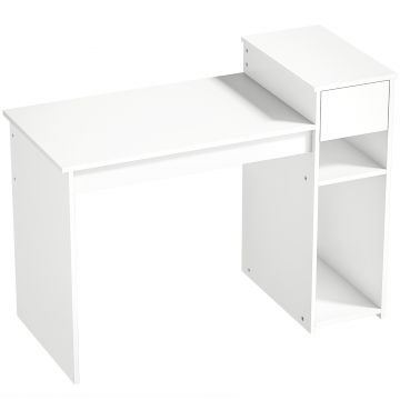 HOMCOM Birou pentru Studiu și Scris cu Sertar și Rafturi, 108 cm, Alb | Aosom Romania