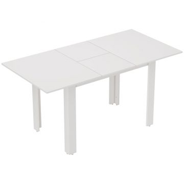 HOMCOM Masă extensibilă, 120-160 x 70 cm, masă reglabilă de bucătărie pentru 4-6 persoane, MDF, alb lucios | Aosom Romania