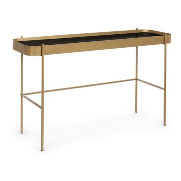 Masă consolă aurie cu blat din sticlă 43x120,5 cm Rashida – Bizzotto