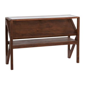 Masă consolă în culoare naturală cu blat din sticlă 41x119 cm Yuki – Light & Living