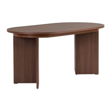 Masă de dining extensibilă cu aspect de lemn de nuc cu blat suplimentar 90x160 cm Sorell – Kalune Design
