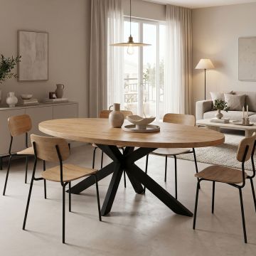 Masa de dining, Jenma, Negru, 100x200x76 cm