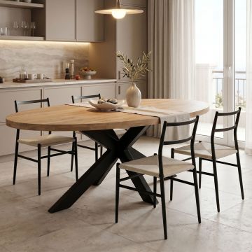 Masa de dining, Jenma, Negru, 90x180x76 cm