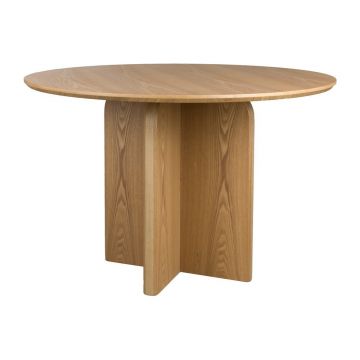 Masă de dining rotundă cu aspect de lemn de stejar ø 120 cm Laurent – White Label