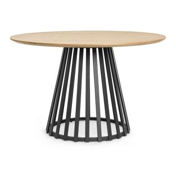 Masă de dining rotundă cu blat cu aspect de lemn de frasin ø 120 cm Cillian – Bizzotto