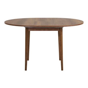 Masă de dining rotundă extensibilă cu aspect de lemn de nuc cu blat suplimentar ø 100 cm Viona – Kalune Design