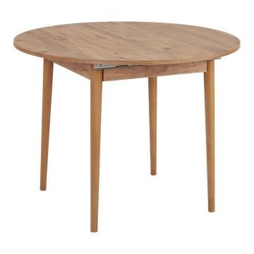 Masă de dining rotundă extensibilă cu aspect de lemn de pin cu blat suplimentar ø 100 cm Viona – Kalune Design