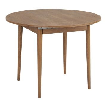 Masă de dining rotundă extensibilă cu aspect de lemn de stejar cu blat suplimentar ø 100 cm Viona – Kalune Design