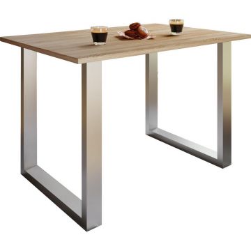 Masă din metal, material pe bază de lemn, 110/50/76 cm,