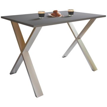 Masă din metal, material pe bază de lemn, 110/50/76 cm,