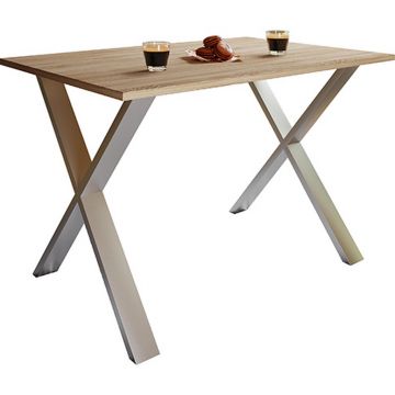 Masă din metal, material pe bază de lemn, 110/80/76 cm,