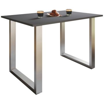 Masă din metal, material pe bază de lemn, 140/50/76 cm,