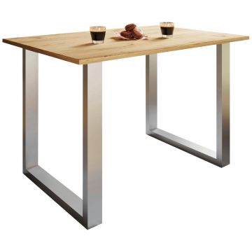 Masă din metal, material pe bază de lemn, 140/50/76 cm,
